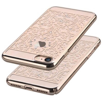 Apple iPhone 7 (iPhone 8) elegants Devia Crystal Baroque Swarovski dzidrs (caurspīdīgs) zelta plastmasas apvalks ar kristāliem /