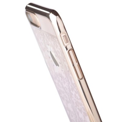 Apple iPhone 7 (iPhone 8) elegants Devia Crystal Baroque Swarovski dzidrs (caurspīdīgs) zelta plastmasas apvalks ar kristāliem /