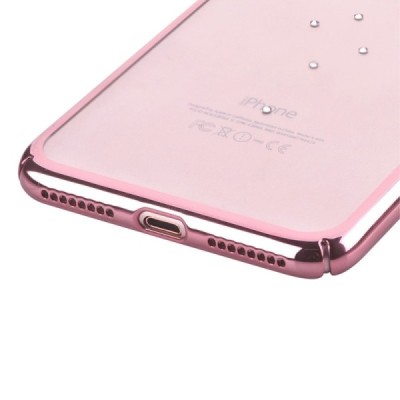 Apple iPhone 7 (iPhone 8) Devia Crystal Garland Swarovski plastikinis skaidrus permatomas rožinis dėklas su kristalais / Priedai