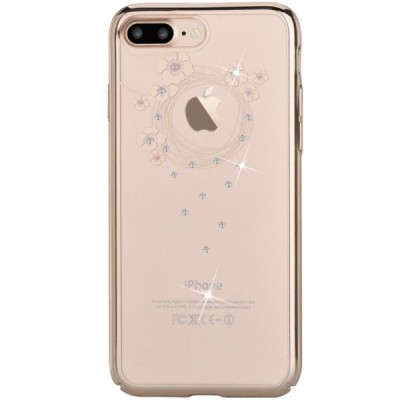Apple iPhone 7 (iPhone 8) Devia Crystal Garland Swarovski plastikinis skaidrus permatomas auksinis dėklas su kristalais / Prieda