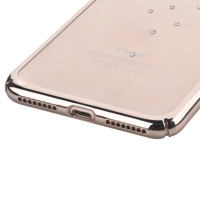 Apple iPhone 7 (iPhone 8) Devia Crystal Garland Swarovski plastikinis skaidrus permatomas auksinis dėklas su kristalais / Prieda