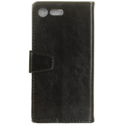 Sony Xperia X Compact (F5321) atverčiamas juodas odinis dėklas - piniginė / Priedai.lt