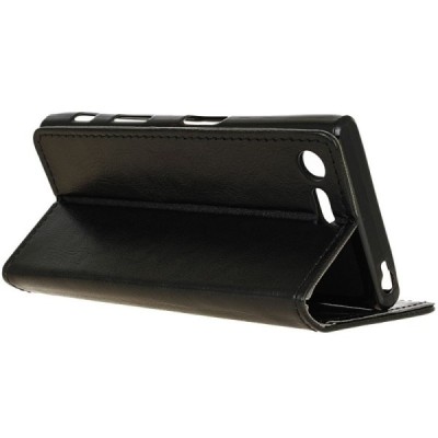 Sony Xperia X Compact (F5321) atverčiamas juodas odinis dėklas - piniginė / Priedai.lt