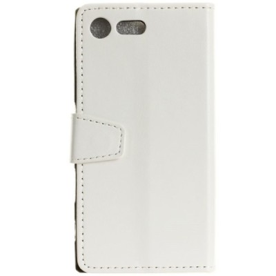 Sony Xperia X Compact (F5321) atverčiamas baltas odinis dėklas - piniginė / Priedai.lt