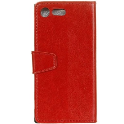 Sony Xperia X Compact (F5321) atverčiamas raudonas odinis dėklas - piniginė / Priedai.lt