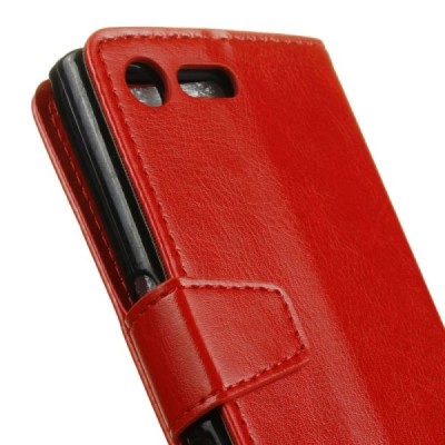 Sony Xperia X Compact (F5321) atverčiamas raudonas odinis dėklas - piniginė / Priedai.lt