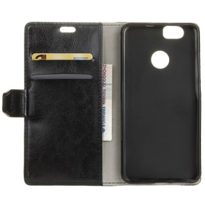 Huawei Nova atverčiamas juodas odinis dėklas, knygutė - piniginė / Priedai.lt