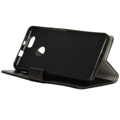 Huawei Nova atverčiamas juodas odinis dėklas, knygutė - piniginė / Priedai.lt