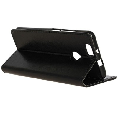 Huawei Nova atverčiamas juodas odinis dėklas, knygutė - piniginė / Priedai.lt