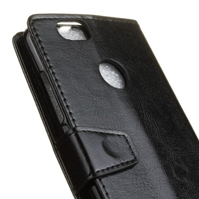 Huawei Nova atverčiamas juodas odinis dėklas, knygutė - piniginė / Priedai.lt