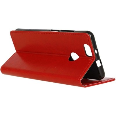 Huawei Nova atverčiamas raudonas odinis dėklas, knygutė - piniginė / Priedai.lt