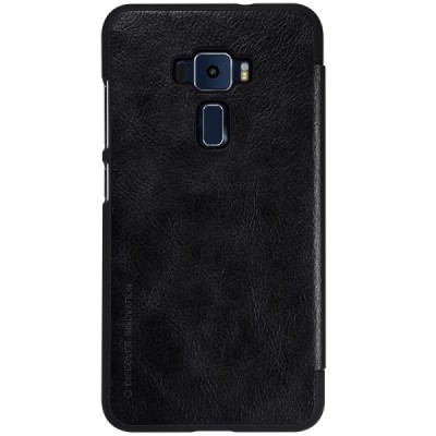 Prabangus „Nillkin“ Qin serijos juodas odinis atverčiamas Asus Zenfone 3 5.5 (ZE552KL) dėklas - knygutė / Priedai.lt