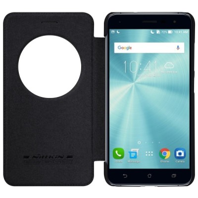 Prabangus „Nillkin“ Qin serijos juodas odinis atverčiamas Asus Zenfone 3 5.5 (ZE552KL) dėklas - knygutė / Priedai.lt