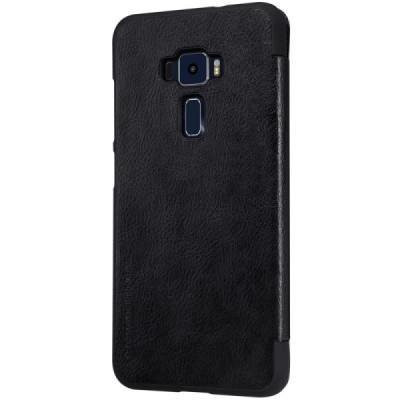 Prabangus „Nillkin“ Qin serijos juodas odinis atverčiamas Asus Zenfone 3 5.5 (ZE552KL) dėklas - knygutė / Priedai.lt
