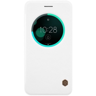 Greznais „Nillkin“ Qin sērijas ādas atvērams balts Asus Zenfone 3 5.5 (ZE552KL) maciņš / Vacins.lv