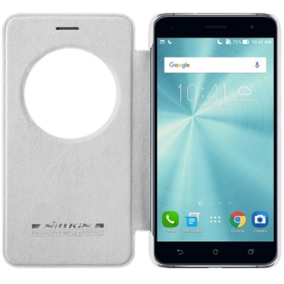 Greznais „Nillkin“ Qin sērijas ādas atvērams balts Asus Zenfone 3 5.5 (ZE552KL) maciņš / Vacins.lv
