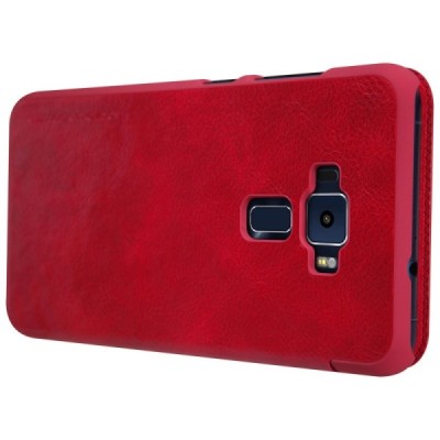 Greznais „Nillkin“ Qin sērijas ādas atvērams sarkans Asus Zenfone 3 5.5 (ZE552KL) maciņš / Vacins.lv