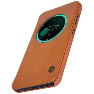 Prabangus „Nillkin“ Qin serijos rudos odinis atverčiamas Asus Zenfone 3 5.5 (ZE552KL) dėklas - knygutė / Priedai.lt