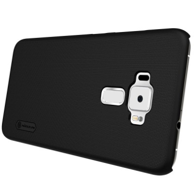 Asus Zenfone 3 5.5 (ZE552KL) Nillkin Frosted Shield melns plastmasas apvalks + ekrāna aizsargplēve / Vacins.lv