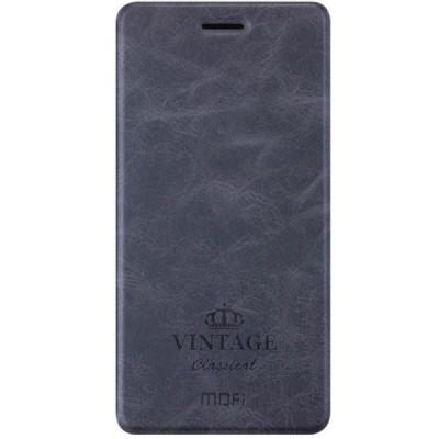 Asus Zenfone 3 5.5 (ZE552KL) „Mofi“ Vintage sērijas melns ādas atvērams maciņš / Vacins.lv