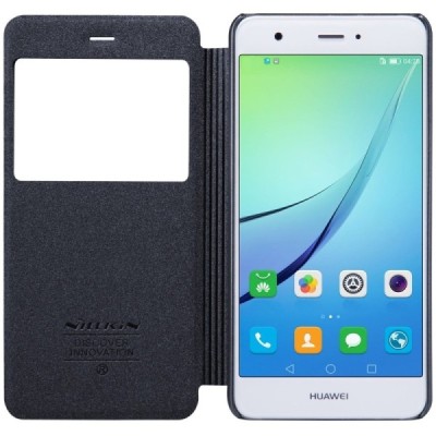 Huawei Nova pilkas odinis atverčiamas Nillkin Sparkle dėklas / Priedai.lt