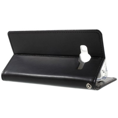 Mercury Blue Moon Samsung Galaxy J3 2016 (J310) atvērams melns ādas maciņš / Vacins.lv