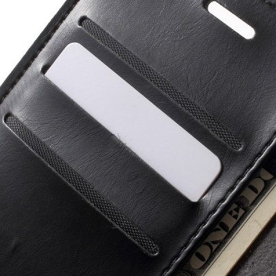 Mercury Blue Moon Samsung Galaxy J3 2016 (J310) atvērams melns ādas maciņš / Vacins.lv