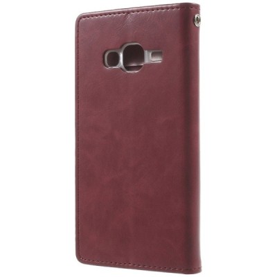 Mercury Blue Moon Samsung Galaxy J3 2016 (J310) atvērams bordo ādas maciņš / Vacins.lv