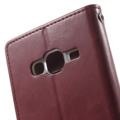 Mercury Blue Moon Samsung Galaxy J3 2016 (J310) atvērams bordo ādas maciņš / Vacins.lv