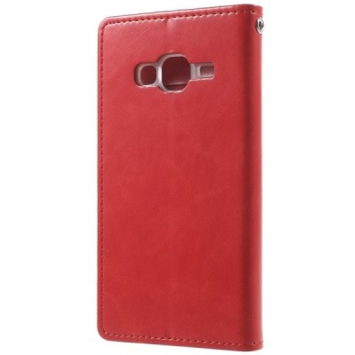 Mercury Blue Moon Samsung Galaxy J3 2016 (J310) atvērams sarkans ādas maciņš / Vacins.lv