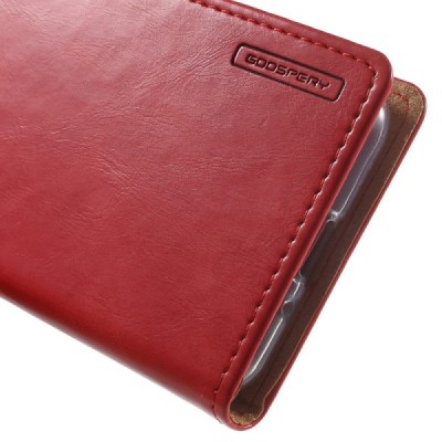 Mercury Blue Moon Samsung Galaxy J3 2016 (J310) atvērams sarkans ādas maciņš / Vacins.lv