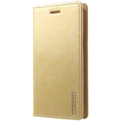 Mercury Blue Moon Samsung Galaxy J3 2016 (J310) atvērams zelta ādas maciņš / Vacins.lv