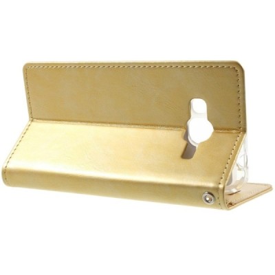 Mercury Blue Moon atverčiamas Samsung Galaxy J3 2016 (J310) auksinis odinis dėklas - piniginė / Priedai.lt