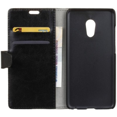 Meizu Pro 6 atvēramais ādas melns maciņš (maks) / Vacins.lv