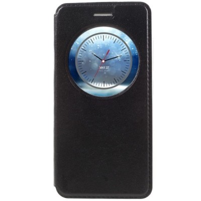 Asus Zenfone 3 5.2 (ZE520KL) juodas odinis atverčiamas „Smart Window“ dėklas su langeliu / Priedai.lt