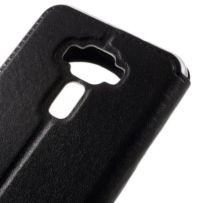 Asus Zenfone 3 5.2 (ZE520KL) melns atvēramais Smart Window ādas maciņš / Vacins.lv