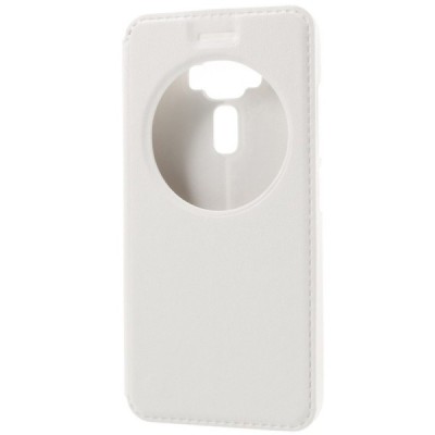 Asus Zenfone 3 5.2 (ZE520KL) baltas odinis atverčiamas „Smart Window“ dėklas su langeliu / Priedai.lt