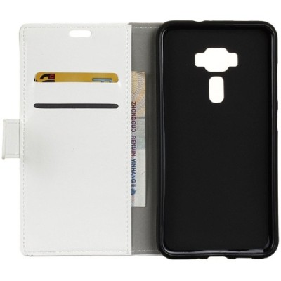Asus Zenfone 3 5.5 (ZE552KL) atvēramais ādas balts maciņš (maks) / Vacins.lv