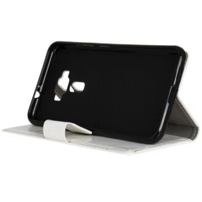 Asus Zenfone 3 5.5 (ZE552KL) atvēramais ādas balts maciņš (maks) / Vacins.lv