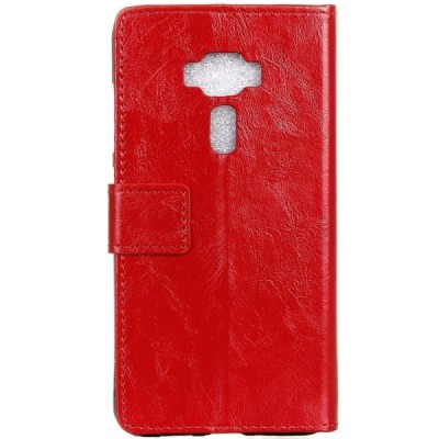 Asus Zenfone 3 5.5 (ZE552KL) atvēramais ādas sarkans maciņš (maks) / Vacins.lv