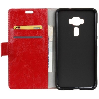 Asus Zenfone 3 5.5 (ZE552KL) atvēramais ādas sarkans maciņš (maks) / Vacins.lv