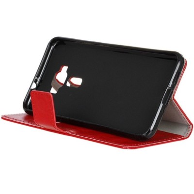 Asus Zenfone 3 5.5 (ZE552KL) atvēramais ādas sarkans maciņš (maks) / Vacins.lv