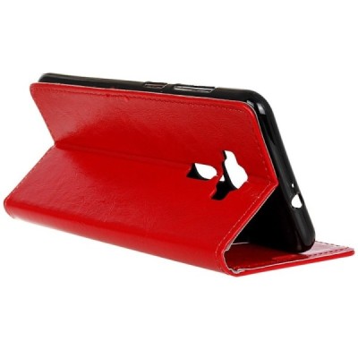 Asus Zenfone 3 5.5 (ZE552KL) atvēramais ādas sarkans maciņš (maks) / Vacins.lv