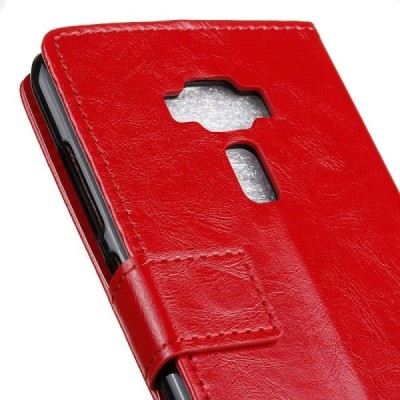 Asus Zenfone 3 5.5 (ZE552KL) atvēramais ādas sarkans maciņš (maks) / Vacins.lv