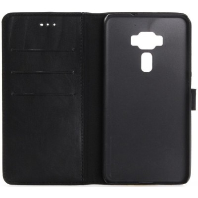 Asus Zenfone 3 5.5 (ZE552KL) atvēramais ādas melns retro maciņš (maks) / Vacins.lv