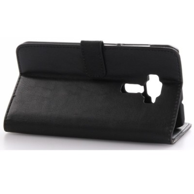 Asus Zenfone 3 5.5 (ZE552KL) atvēramais ādas melns retro maciņš (maks) / Vacins.lv