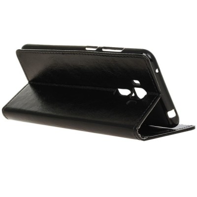 Asus Zenfone 3 Laser (ZC551KL) atverčiamas juodas odinis dėklas - piniginė / Priedai.lt