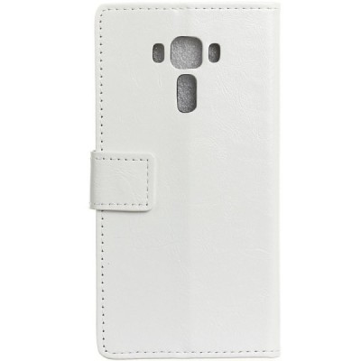 Asus Zenfone 3 Laser (ZC551KL) atverčiamas baltas odinis dėklas - piniginė / Priedai.lt