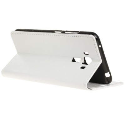 Asus Zenfone 3 Laser (ZC551KL) atverčiamas baltas odinis dėklas - piniginė / Priedai.lt