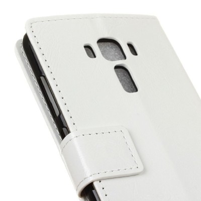 Asus Zenfone 3 Laser (ZC551KL) atverčiamas baltas odinis dėklas - piniginė / Priedai.lt